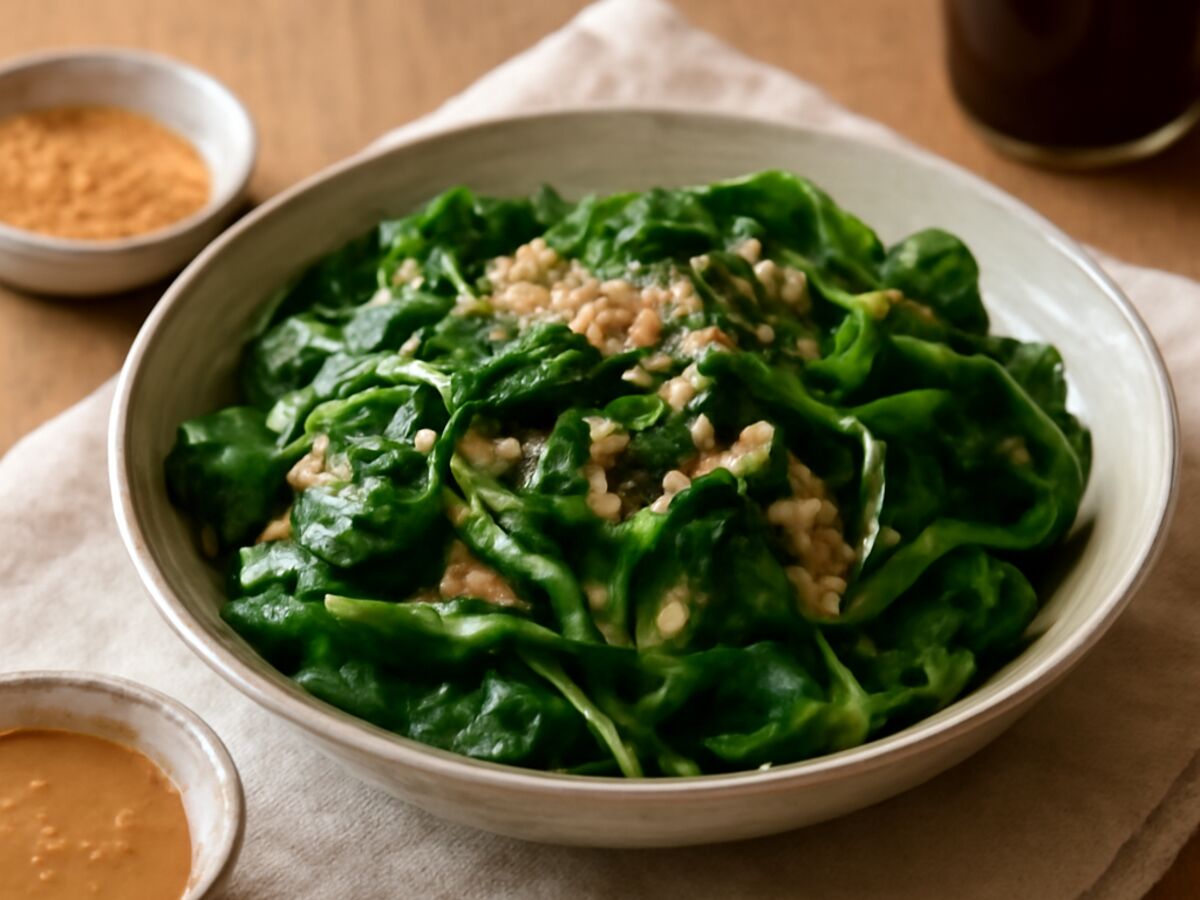 Japanischer Spinatsalat mit Miso-Sesamdressing