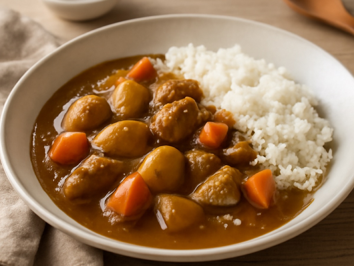 Japanisches Curry mit Kartoffeln, Karotten und Schweinefleisch