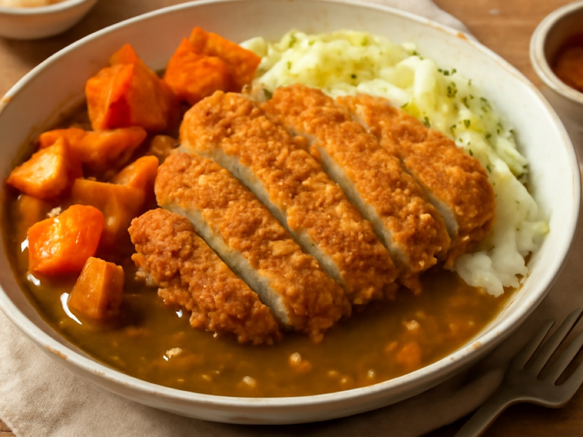 Japanisches Gemüse-Katsu Curry mit Süßkartoffeln
