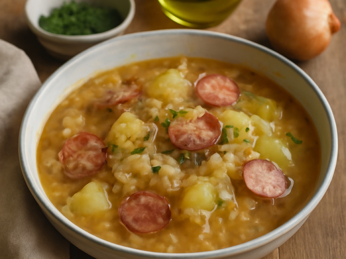 Kapuśniak – Polnischer Sauerkrauteintopf mit Kartoffeln und Würstchen