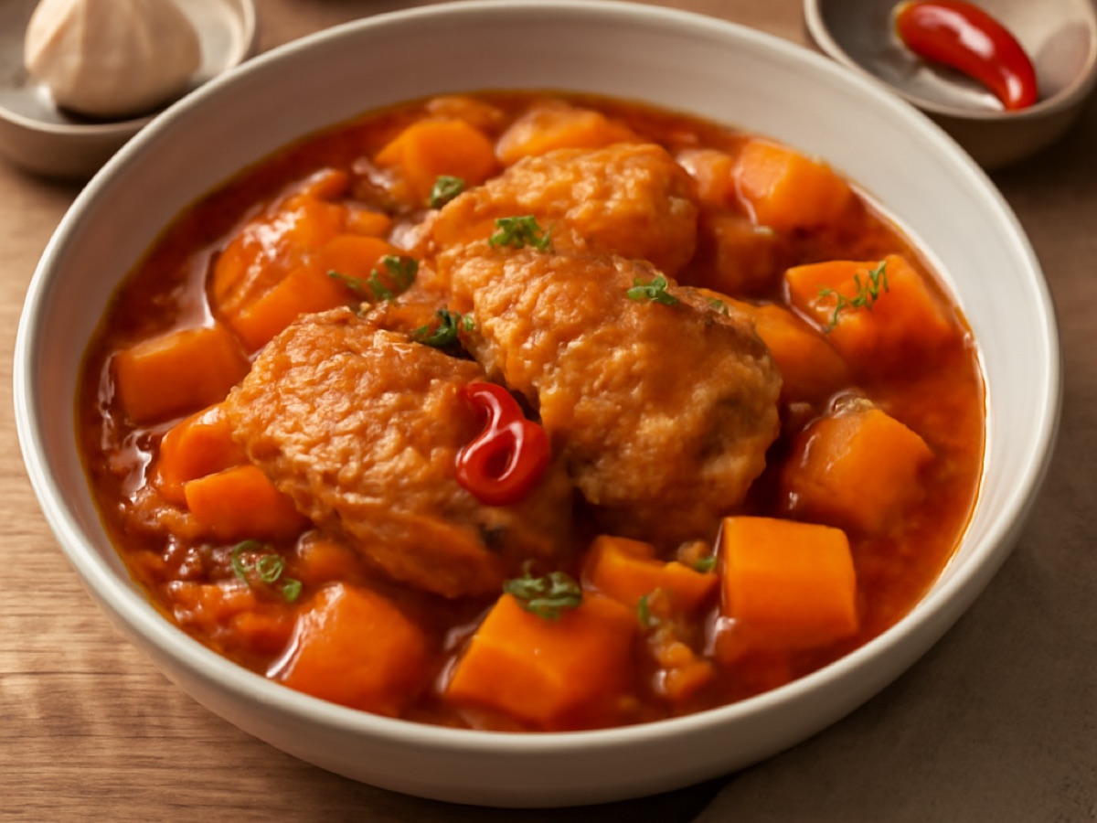 Karibischer Hähncheneintopf mit Kürbis und Gewürzen