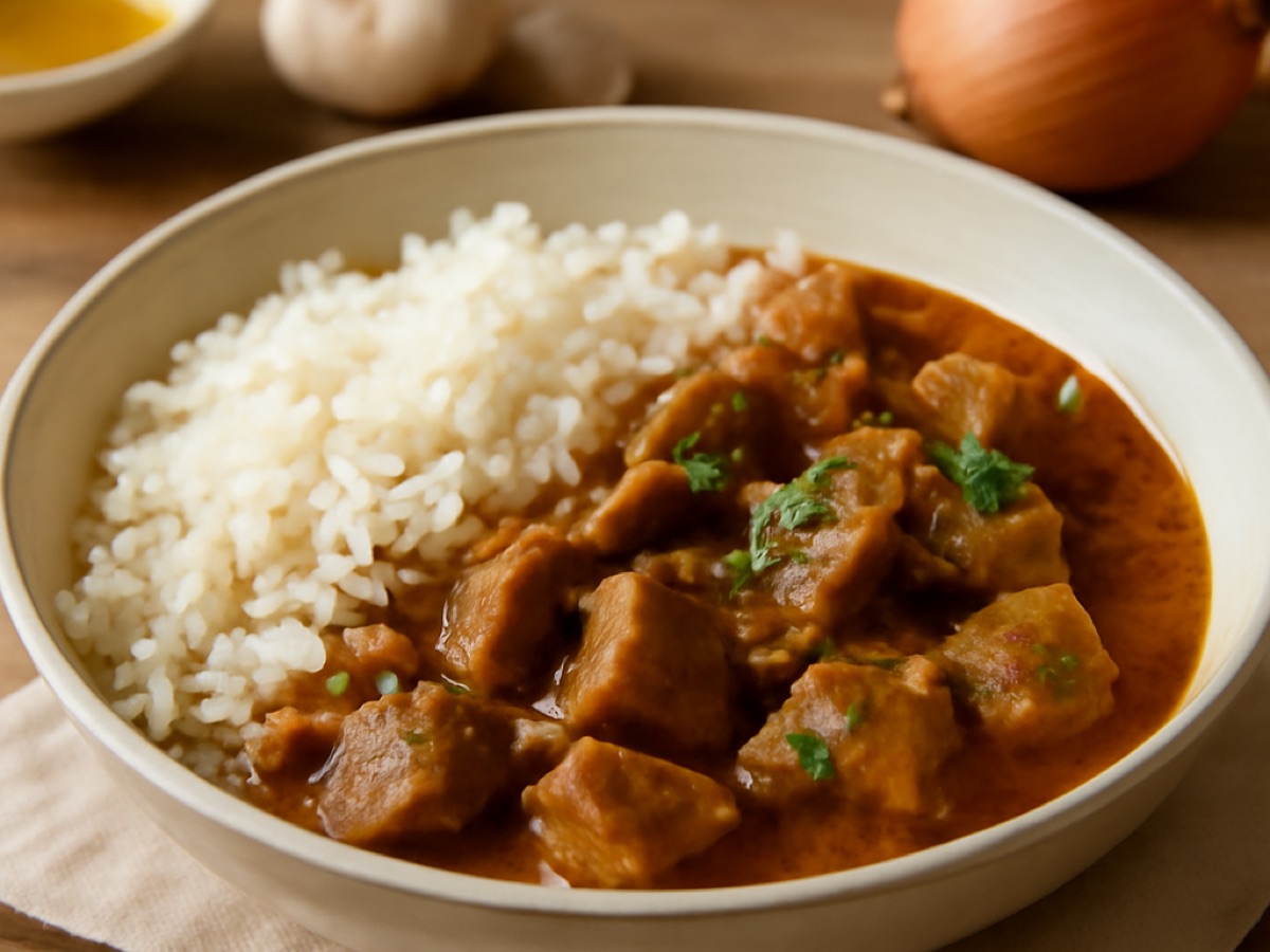 Karibisches Rindfleisch-Curry mit Reis