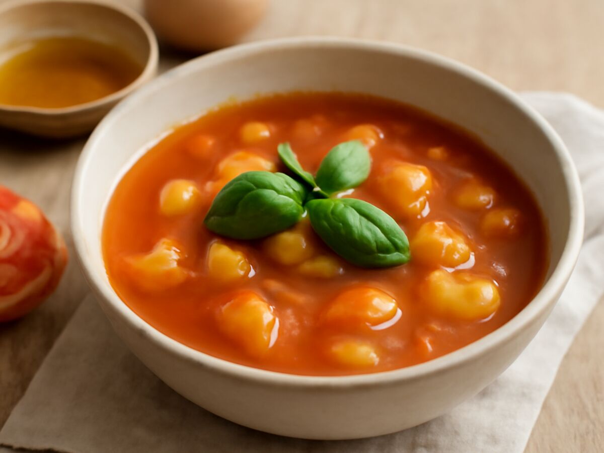 Kartoffel-Tomatensuppe mit Basilikum