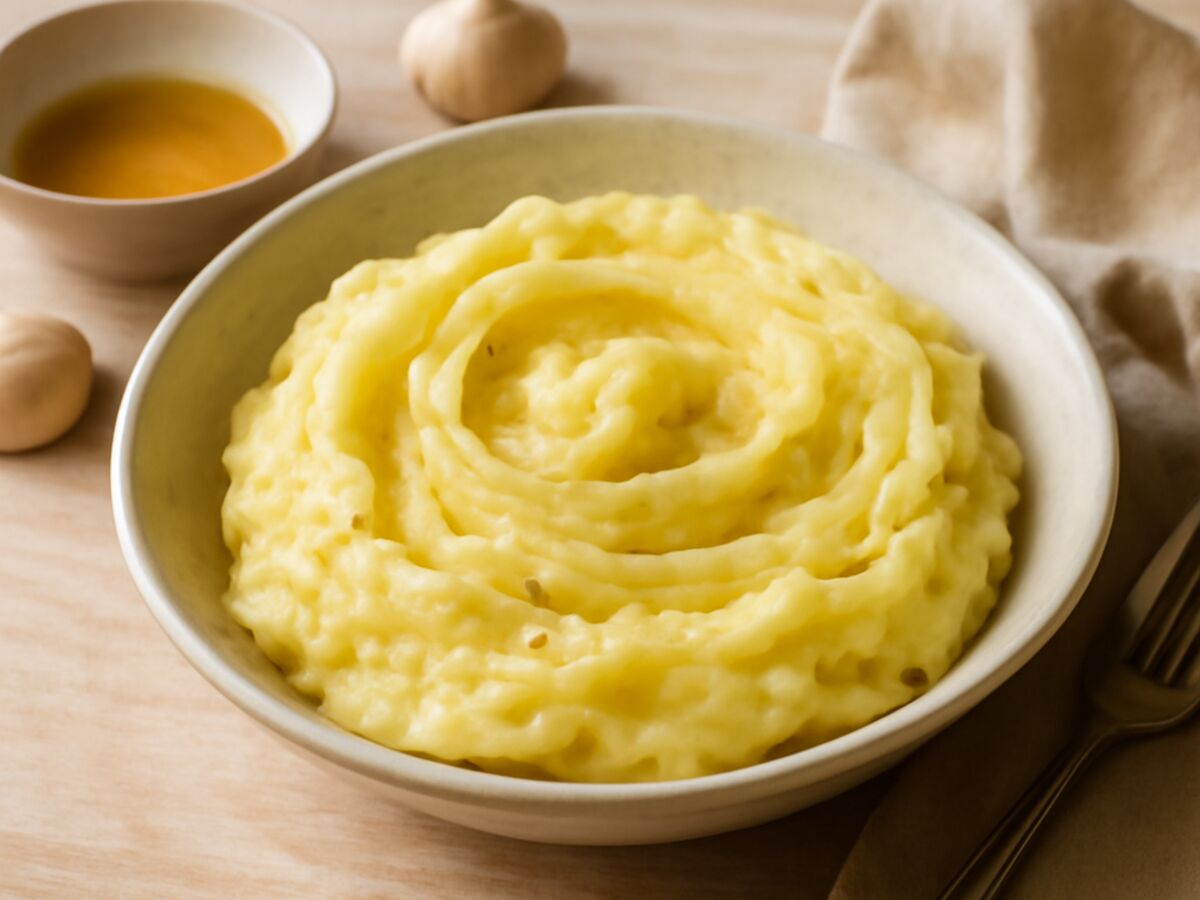 Kartoffelpüree mit Knoblauch und Olivenöl aus dem Mixtopf