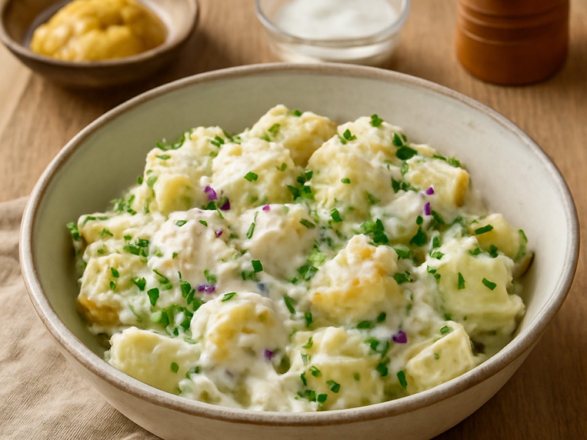 Kartoffelsalat polnische Art mit Joghurtdressing