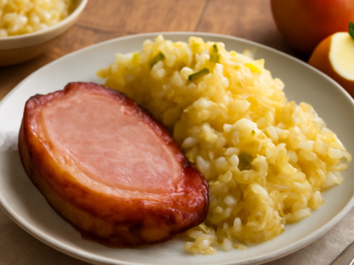 Kassler mit Sauerkraut und Püree