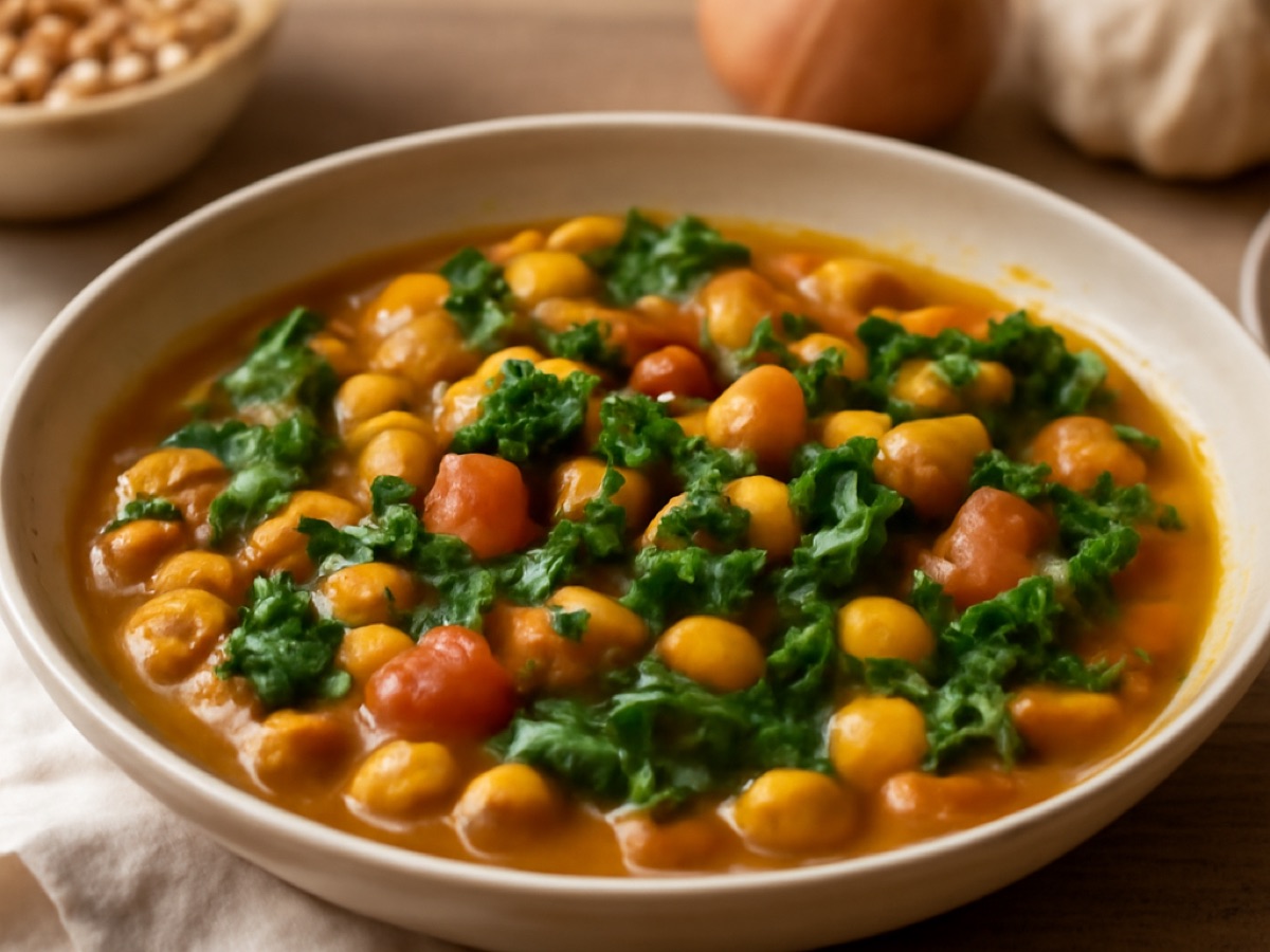 Kichererbsen-Curry mit Spinat und Tomaten