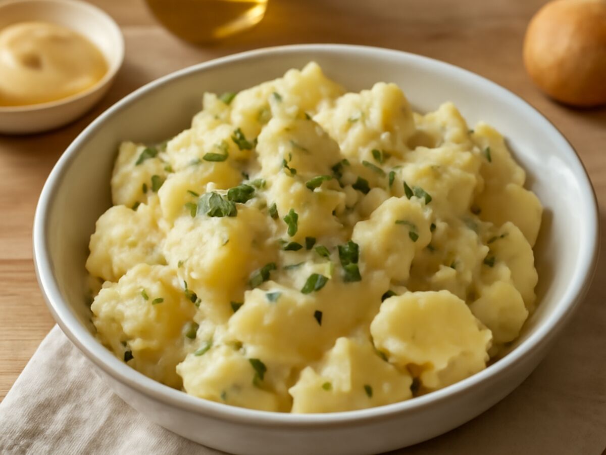 Klassischer Kartoffelsalat amerikanischer Art aus dem Mixtopf