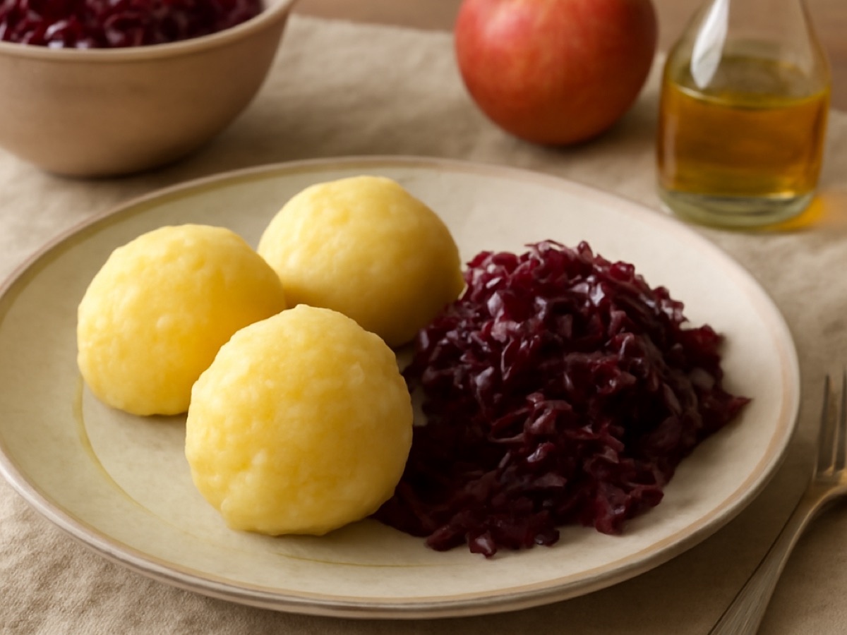 Kartoffelklöße mit Rotkohl