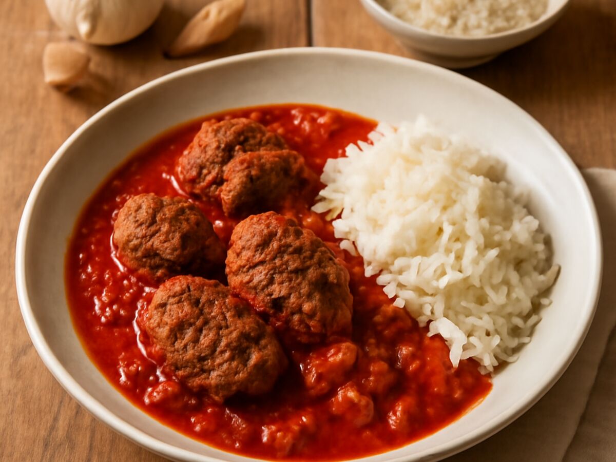 Köfte im Tomatensugo mit Reis