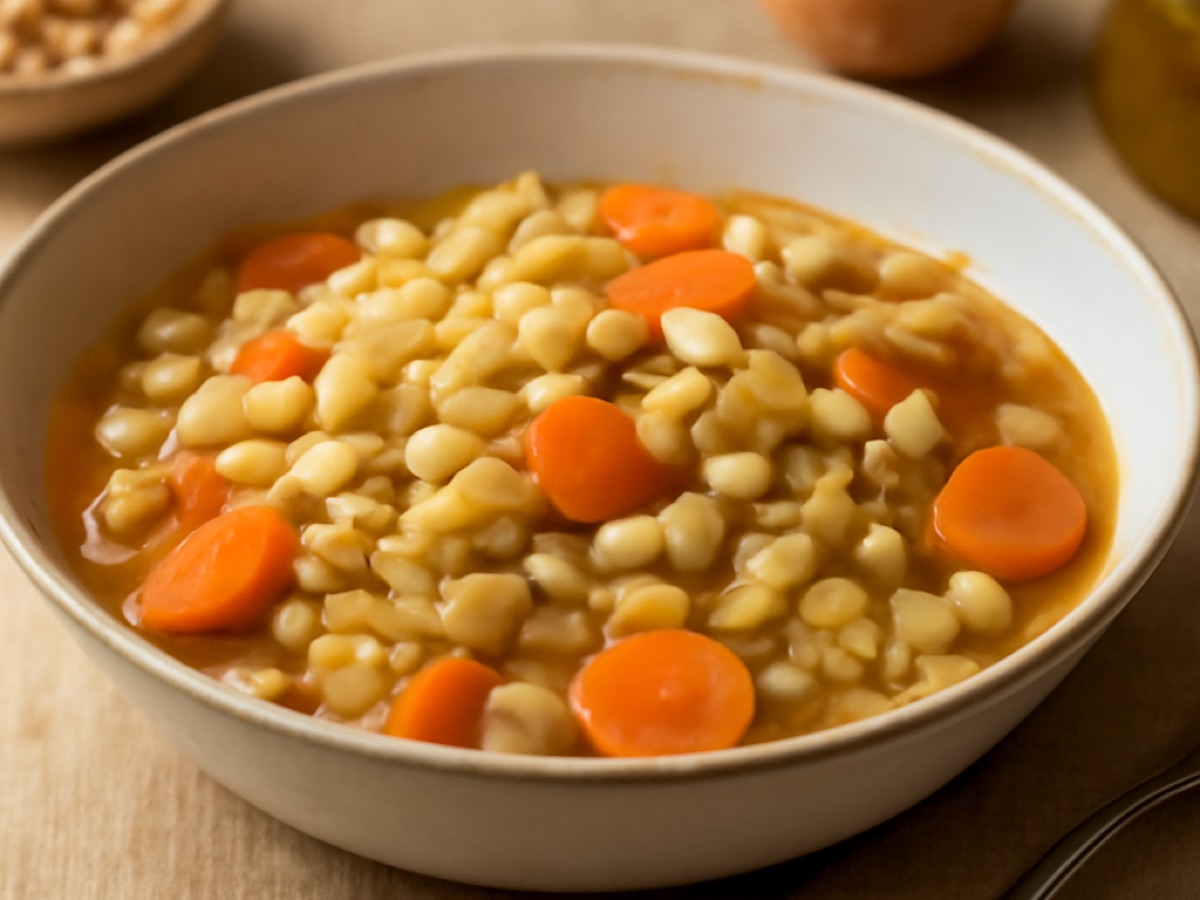 Kohl-Eintopf mit weißen Bohnen und Karotten