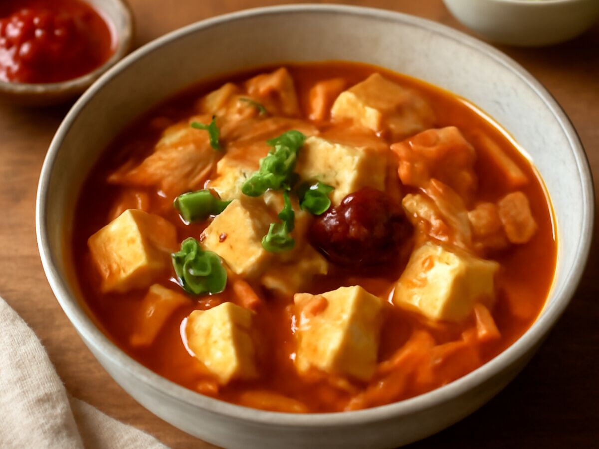 Koreanische Kimchi-Tofu-Suppe