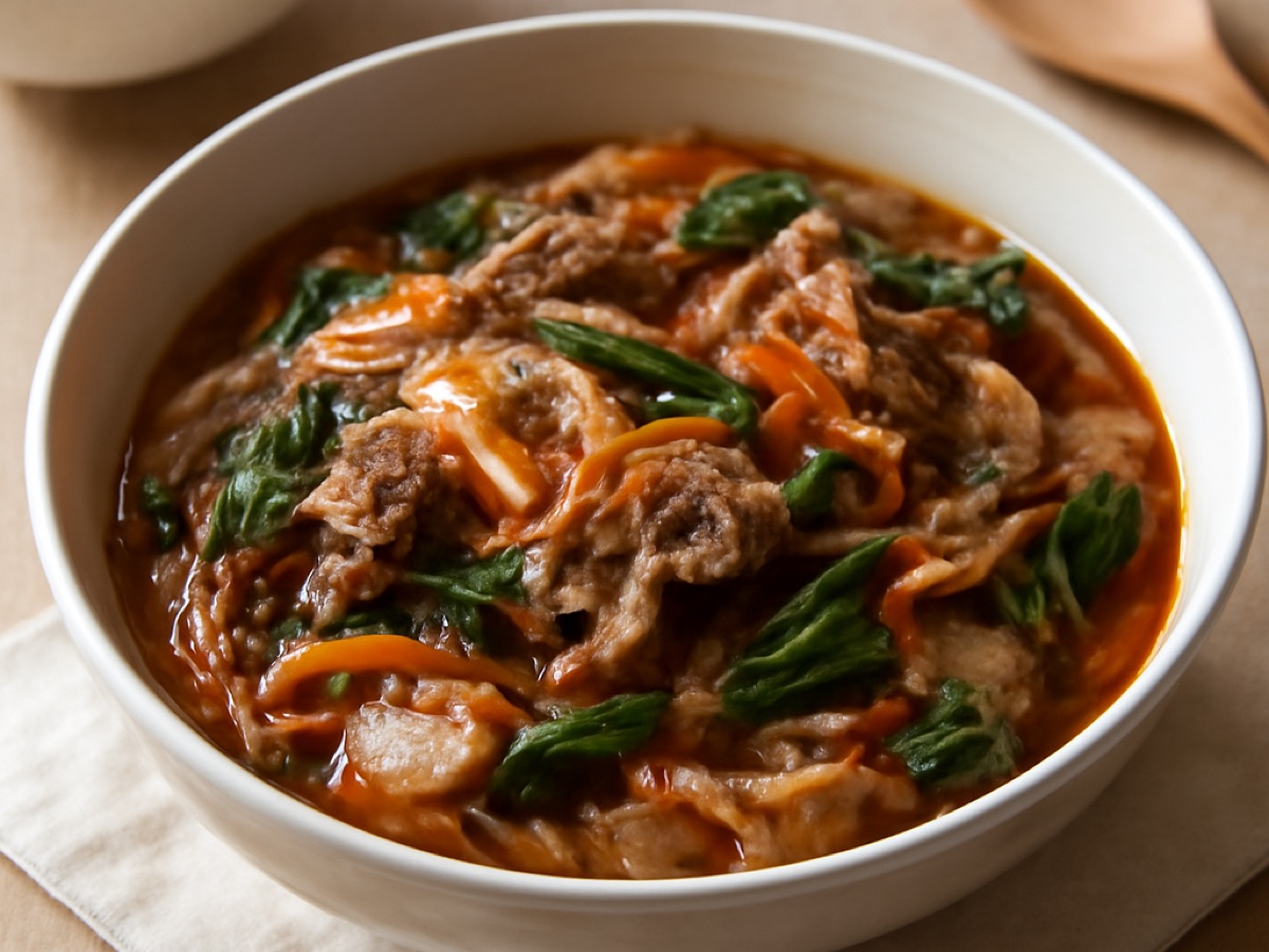 Koreanischer Rindfleisch-Glasnudel-Eintopf (Japchae Jjigae)