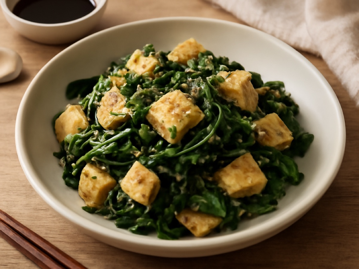 Koreanischer Tofu-Spinat-Salat (Dubu Sigeumchi Namul)