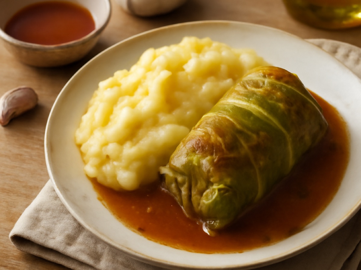 Krautrouladen mit Erdäpfelpüree