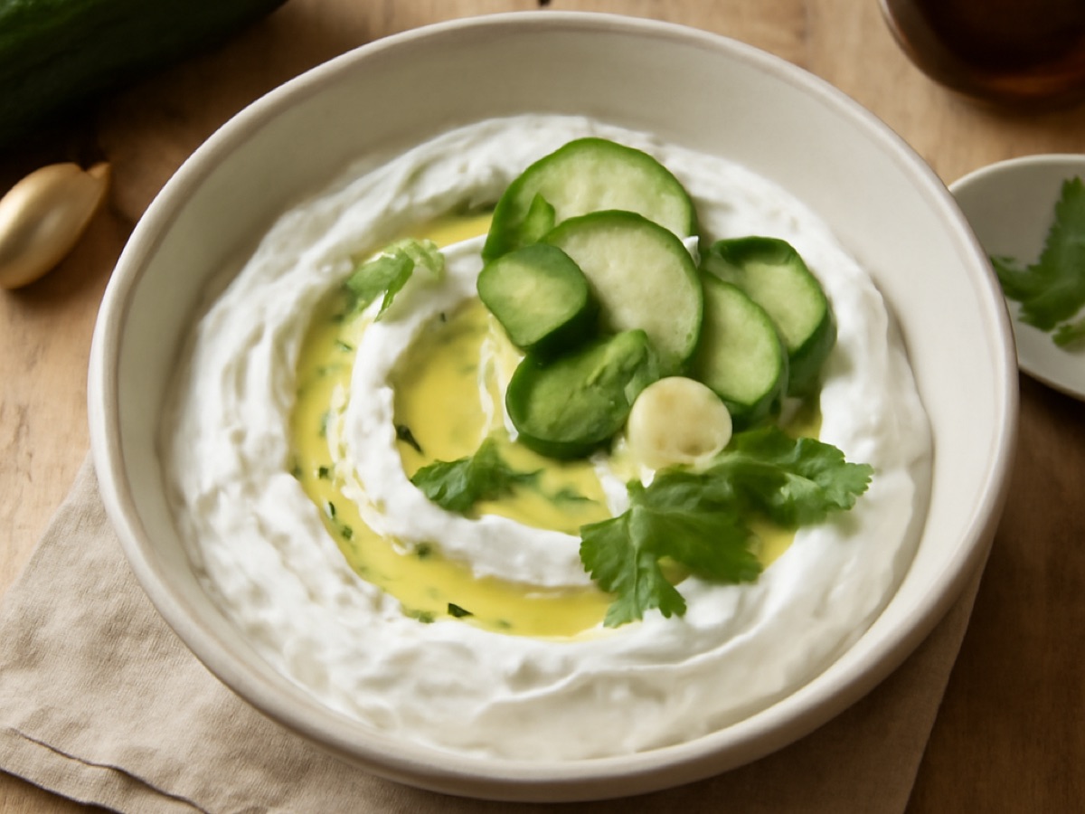 Labneh mit Gurke, Knoblauch und Minze – Libanesischer Joghurt-Dip