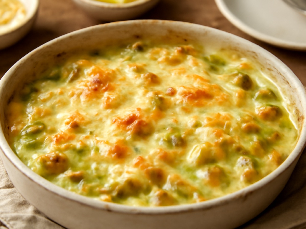 Lauchgratin mit Käse und Sahne