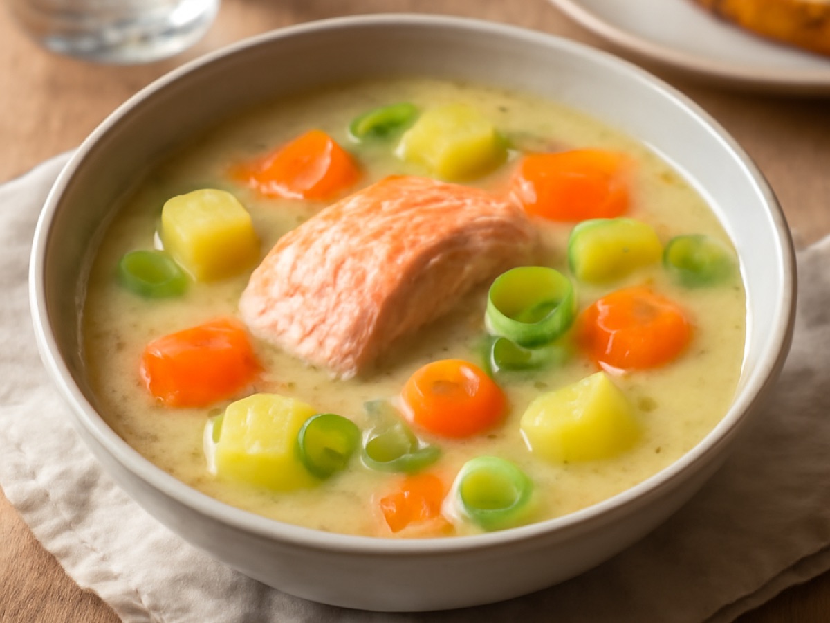 Laxsoppa – Schwedische Lachssuppe mit Kartoffeln und Gemüse