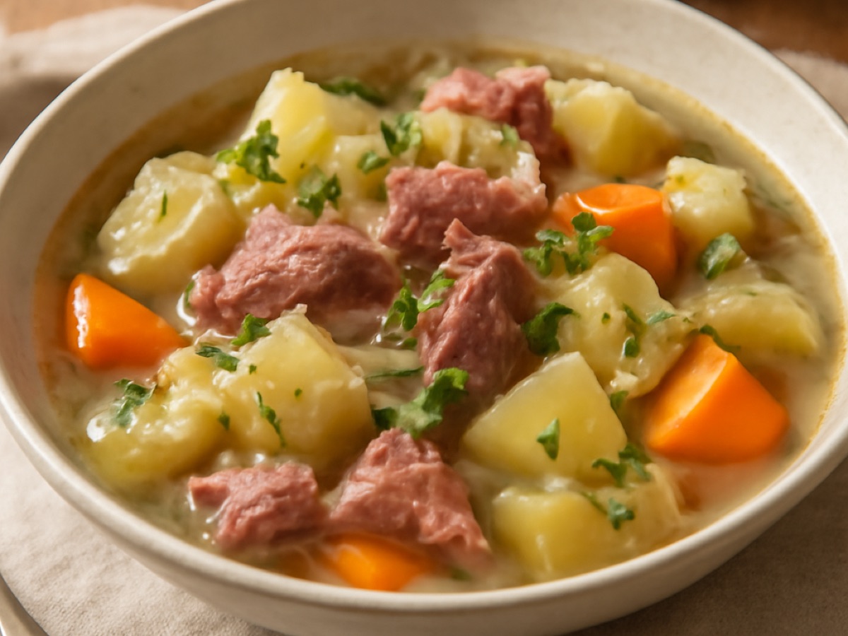 Leckere Corned Beef und Kohl Suppe