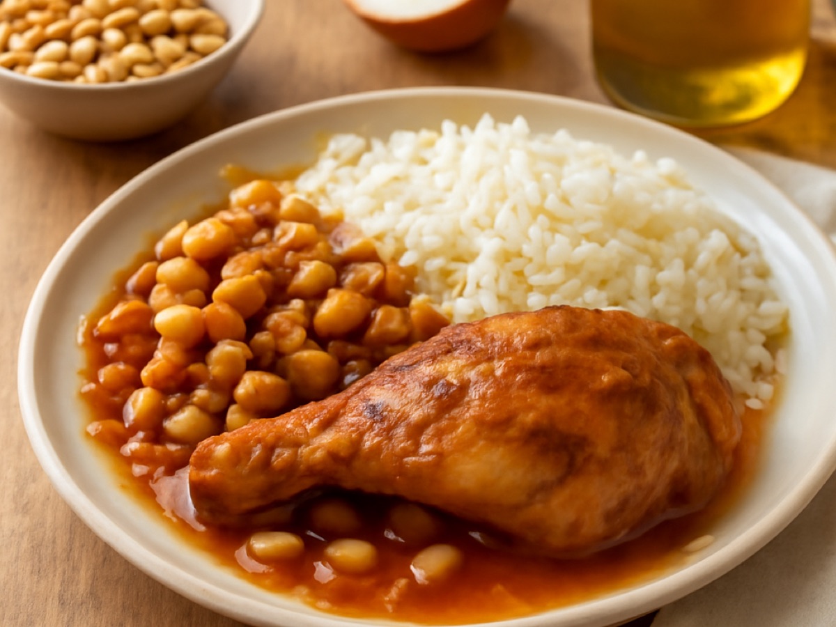 Libysches Hähnchen mit Kichererbsen und Reis