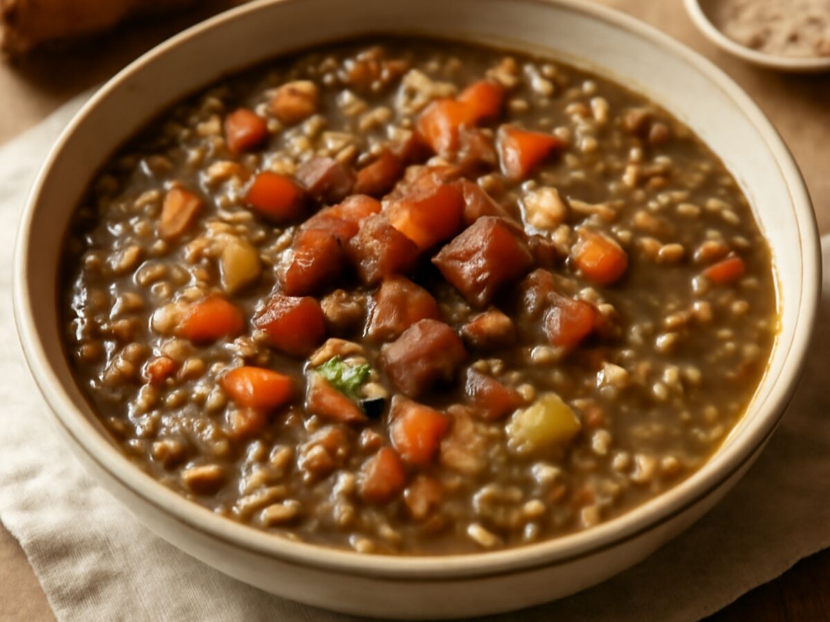 Linsensuppe mit Speck nach britischer Art