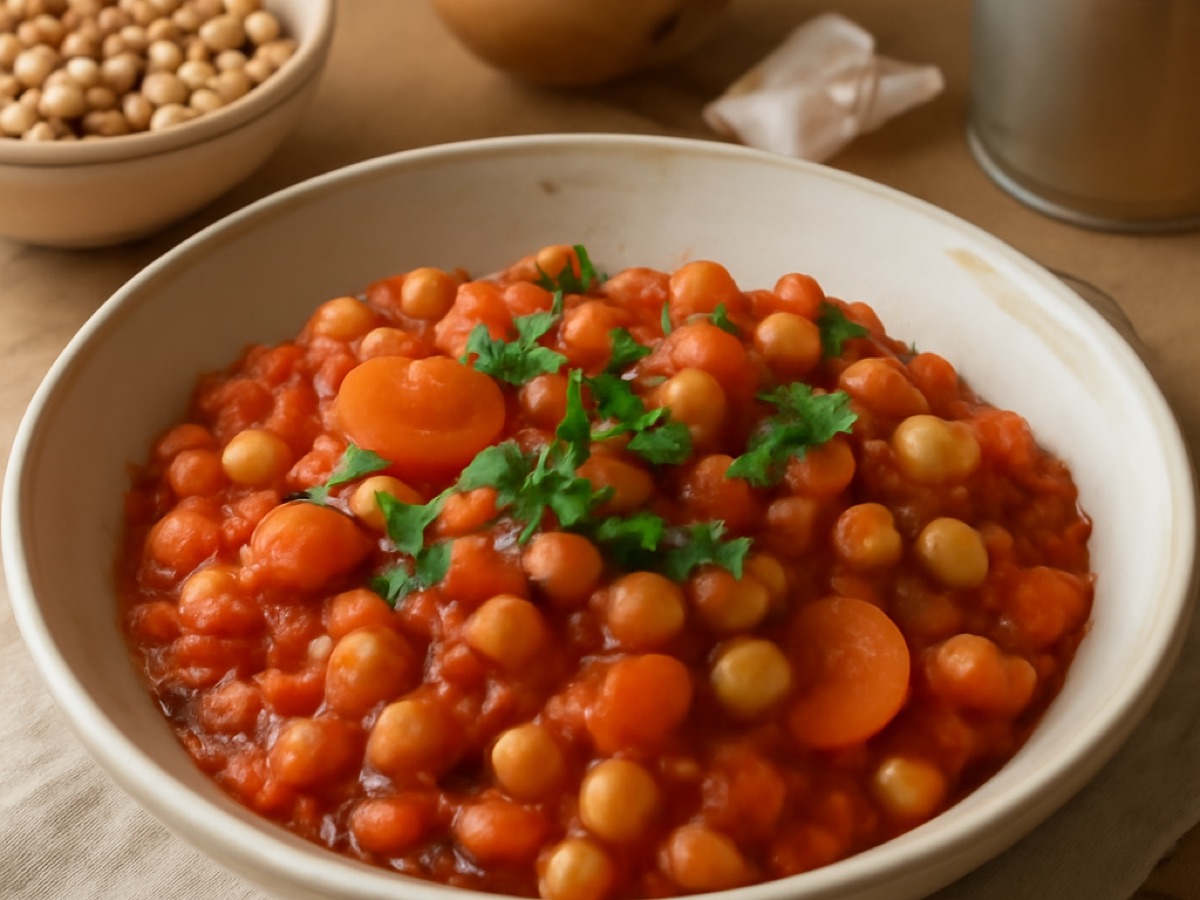 Marokkanische Kichererbsen-Tajine mit Tomaten und Aprikosen