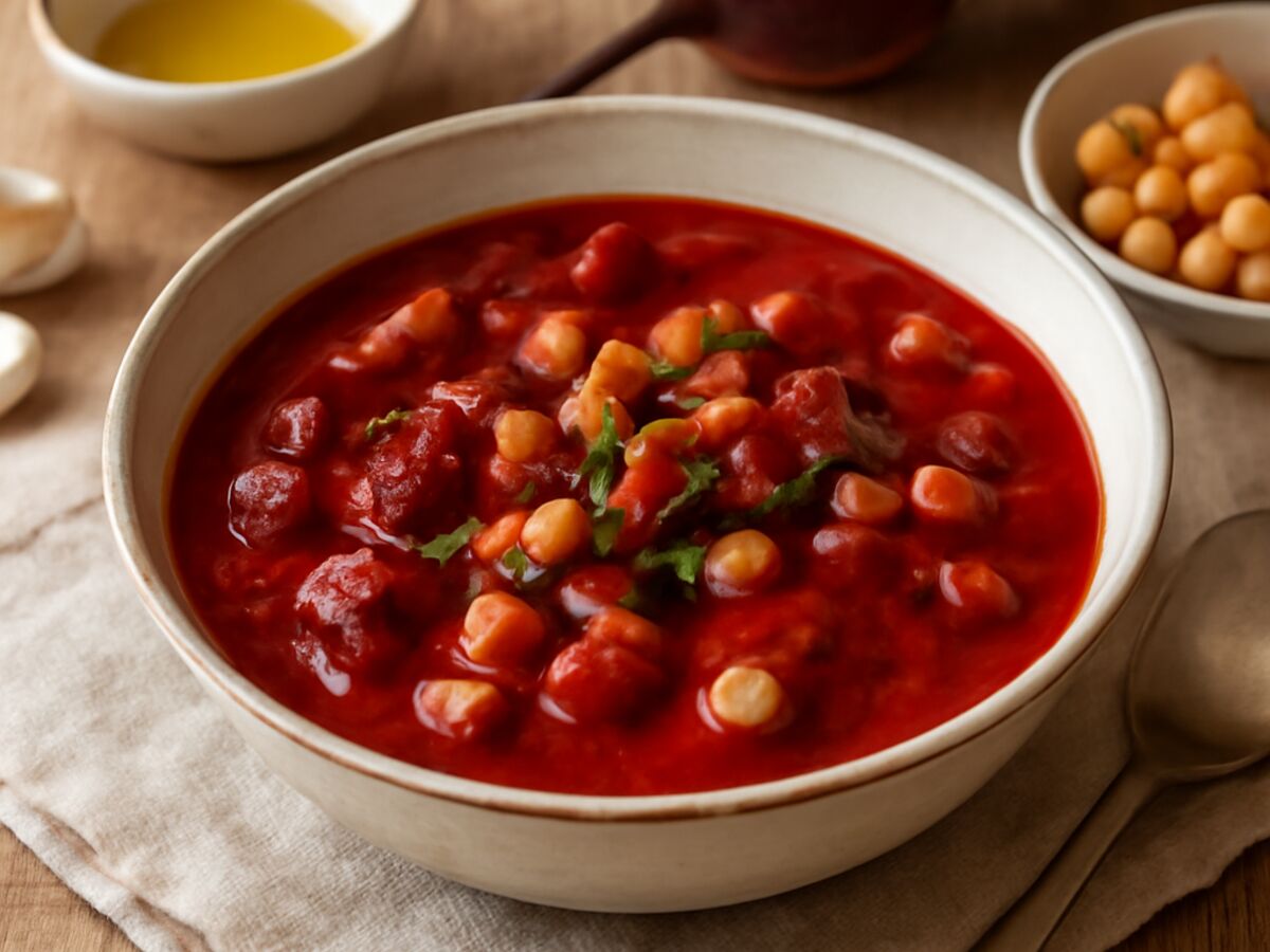 Marokkanische Rote-Bete-Suppe mit Kichererbsen