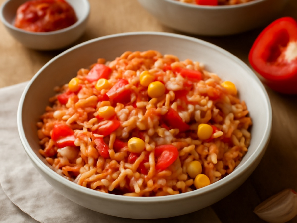 Mexikanischer Reis mit Paprika und Mais