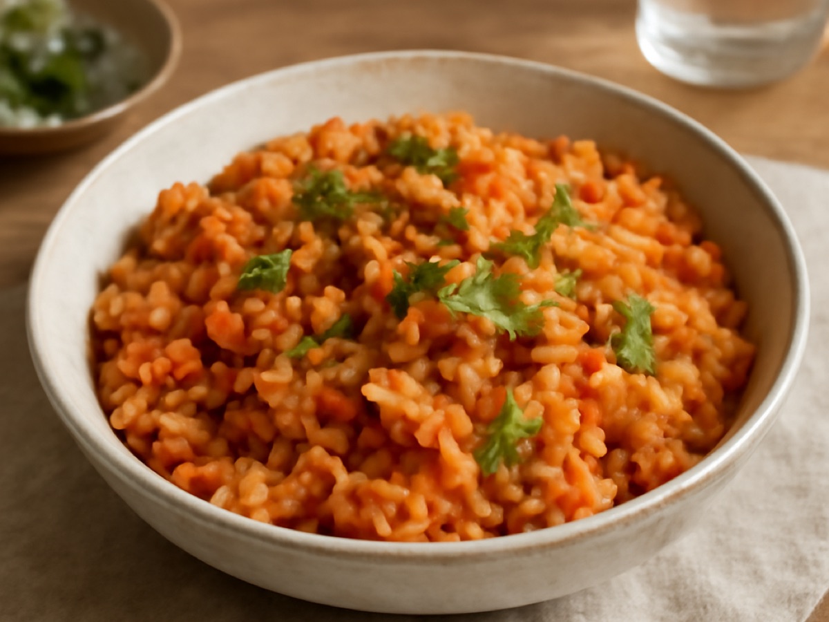 Mexikanischer Reis mit Tomaten und Koriander