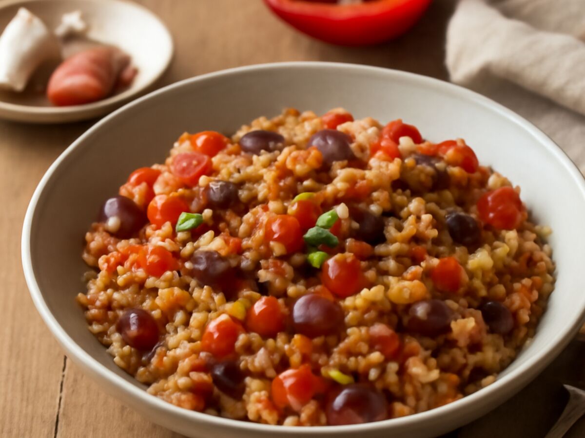 Mexikanisches Bohnenrisotto mit Mais und Paprika
