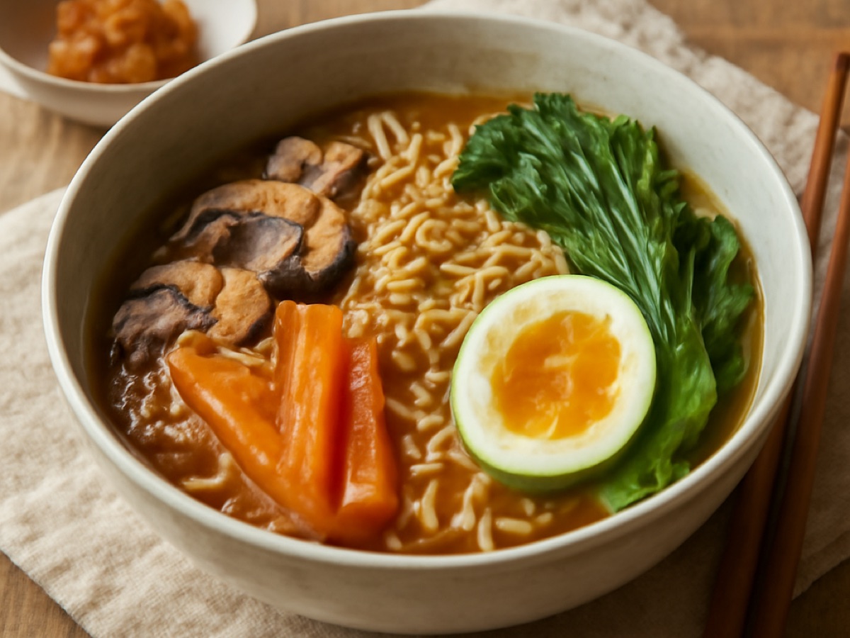 Miso-Ramen mit Gemüse und Ei