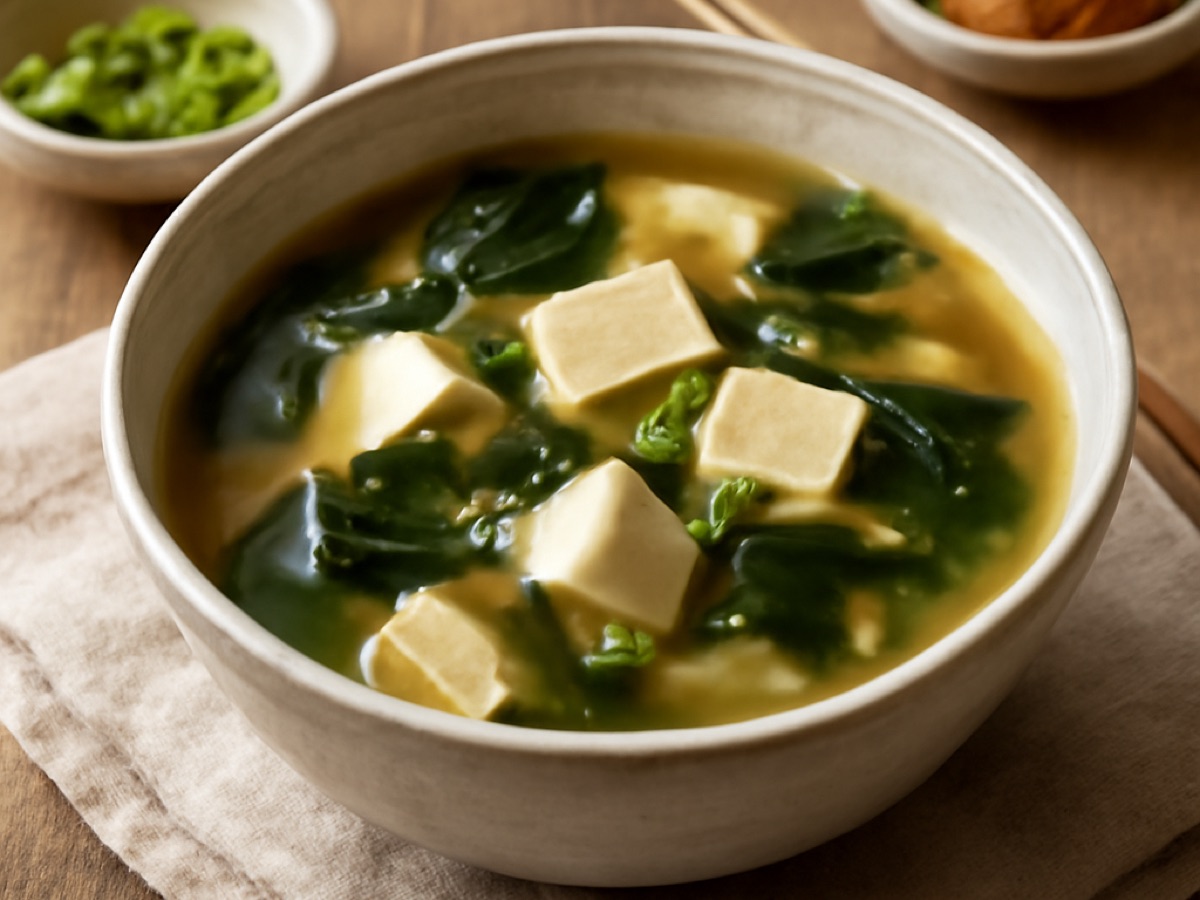 Miso-Suppe mit Tofu und Wakame