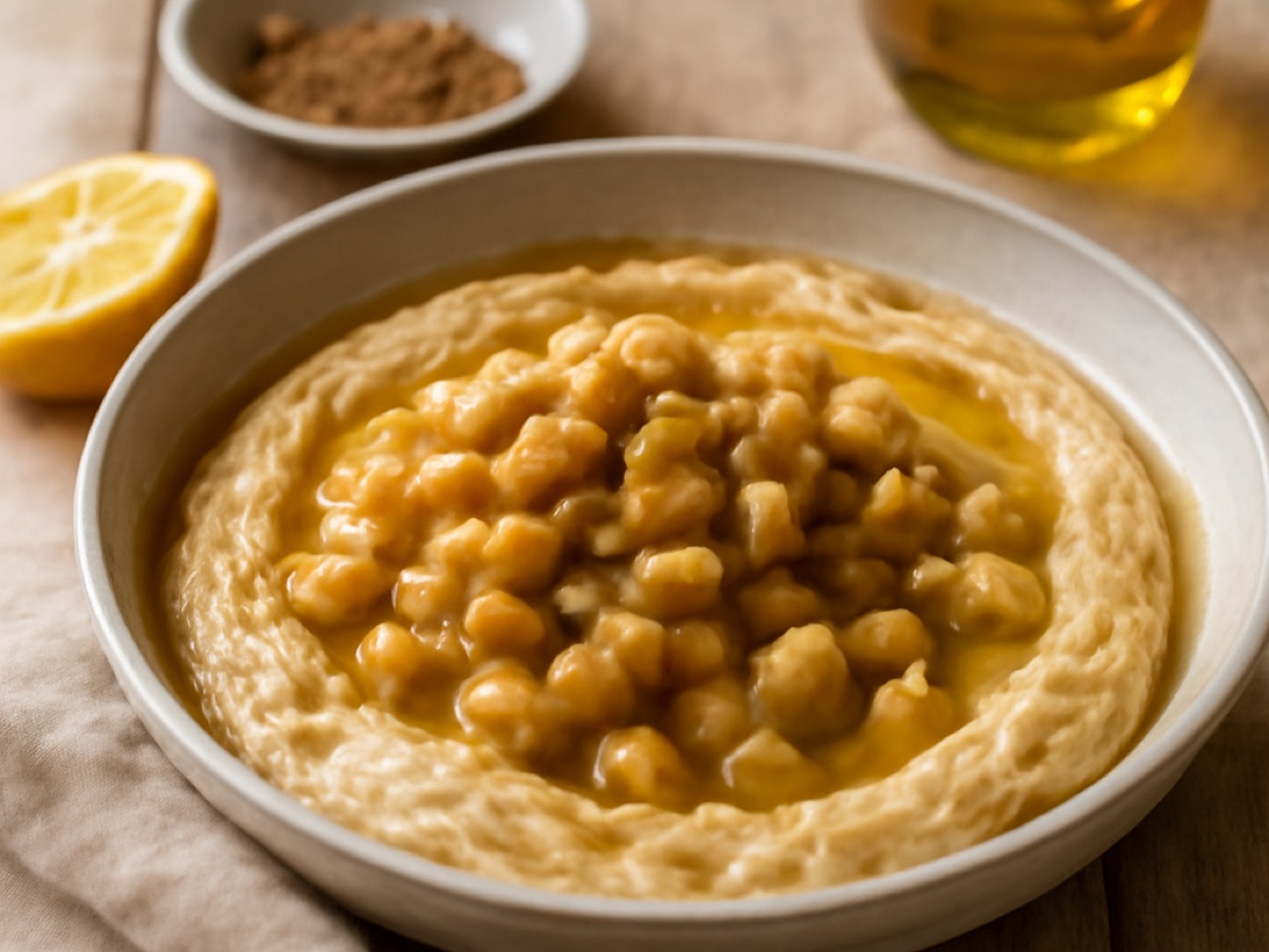 Musabbaha – Warmer Kichererbsen-Dip mit Tahini und Gewürzen