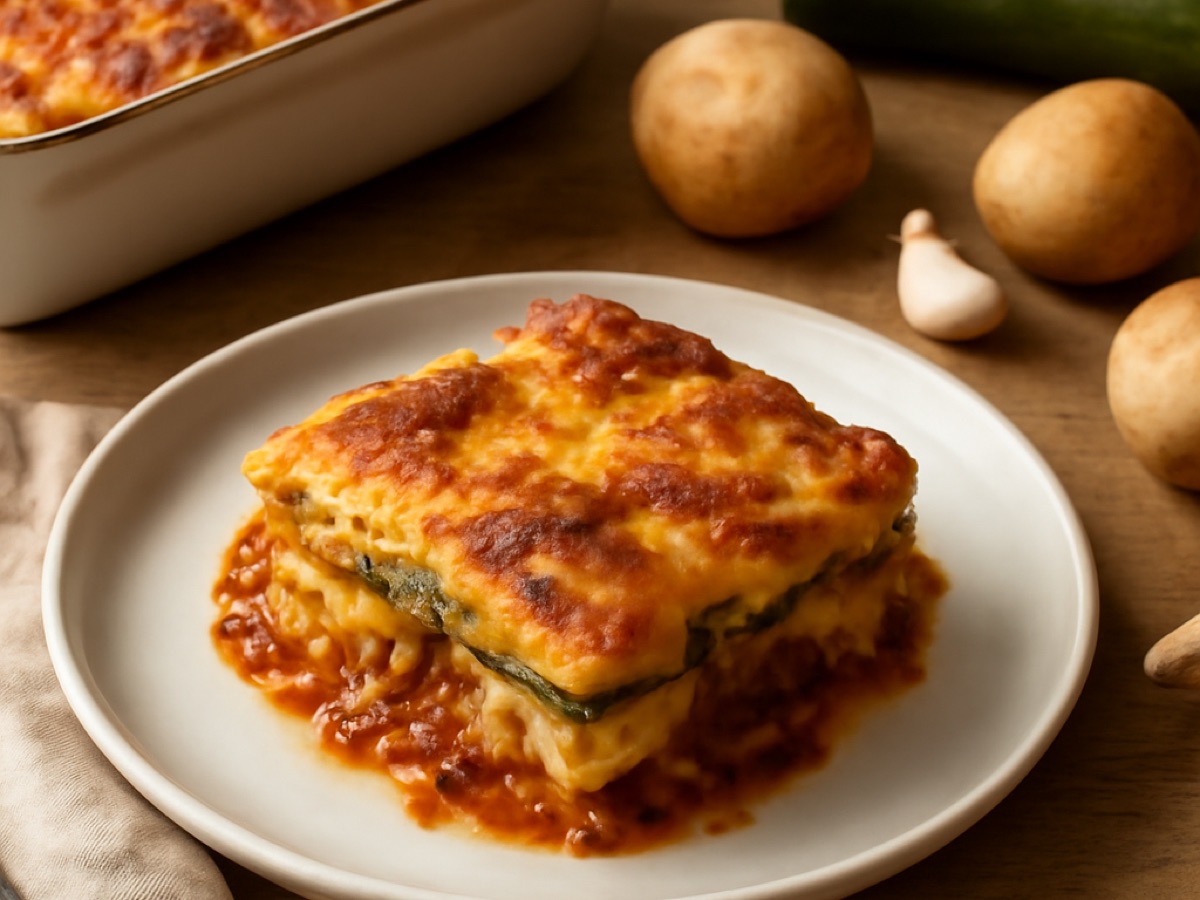 Musaka mit Zucchini und Kartoffeln