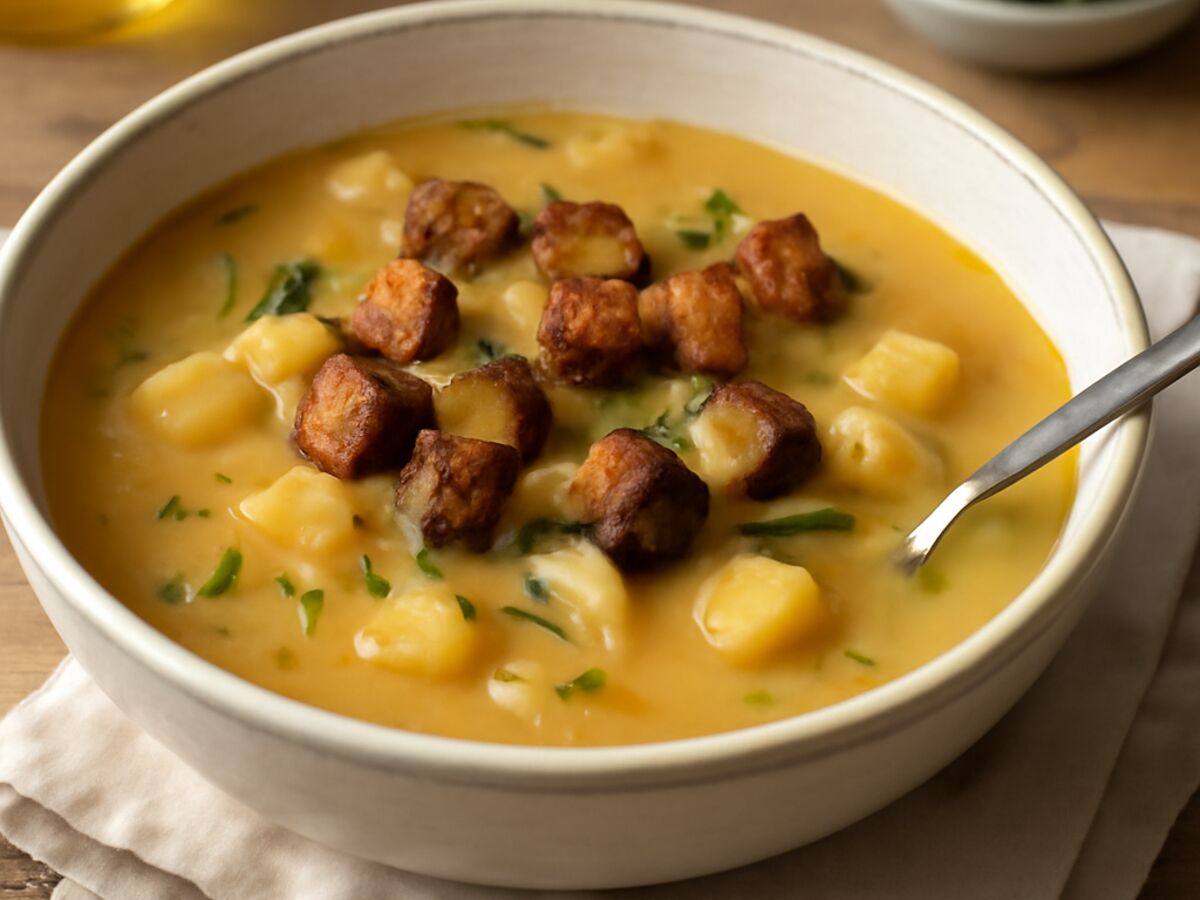 Norddeutsche Steckrübensuppe mit Räuchertofu