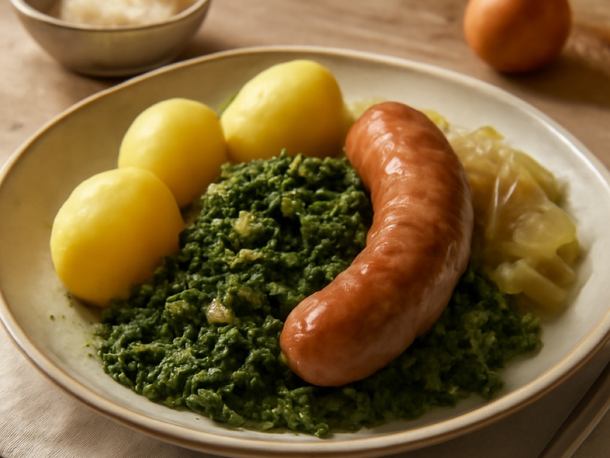 Norddeutscher Grünkohl mit Pinkel und Kartoffeln