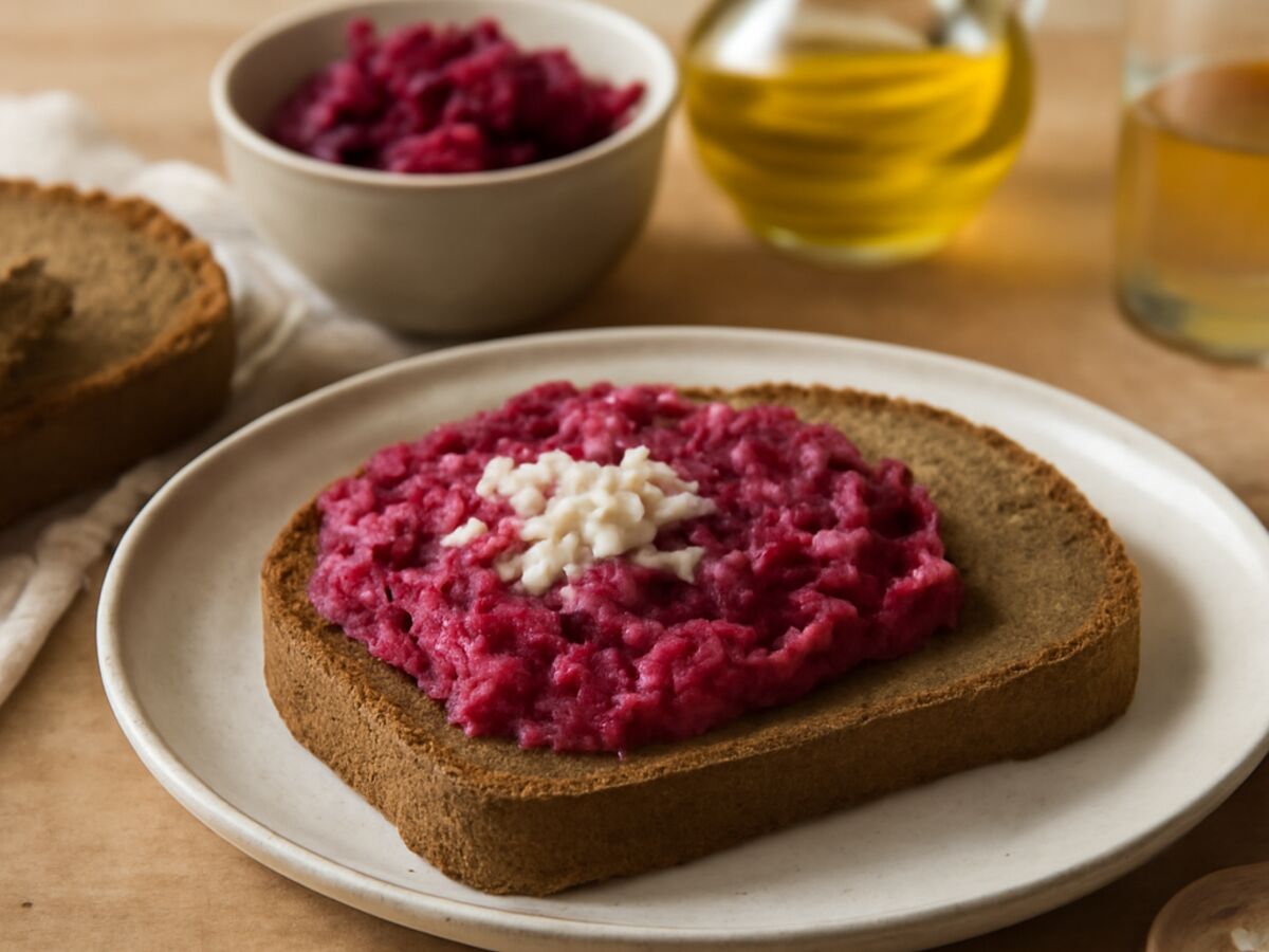 Norddeutscher Schwarzbrot-Aufstrich mit Rote Bete und Meerrettich