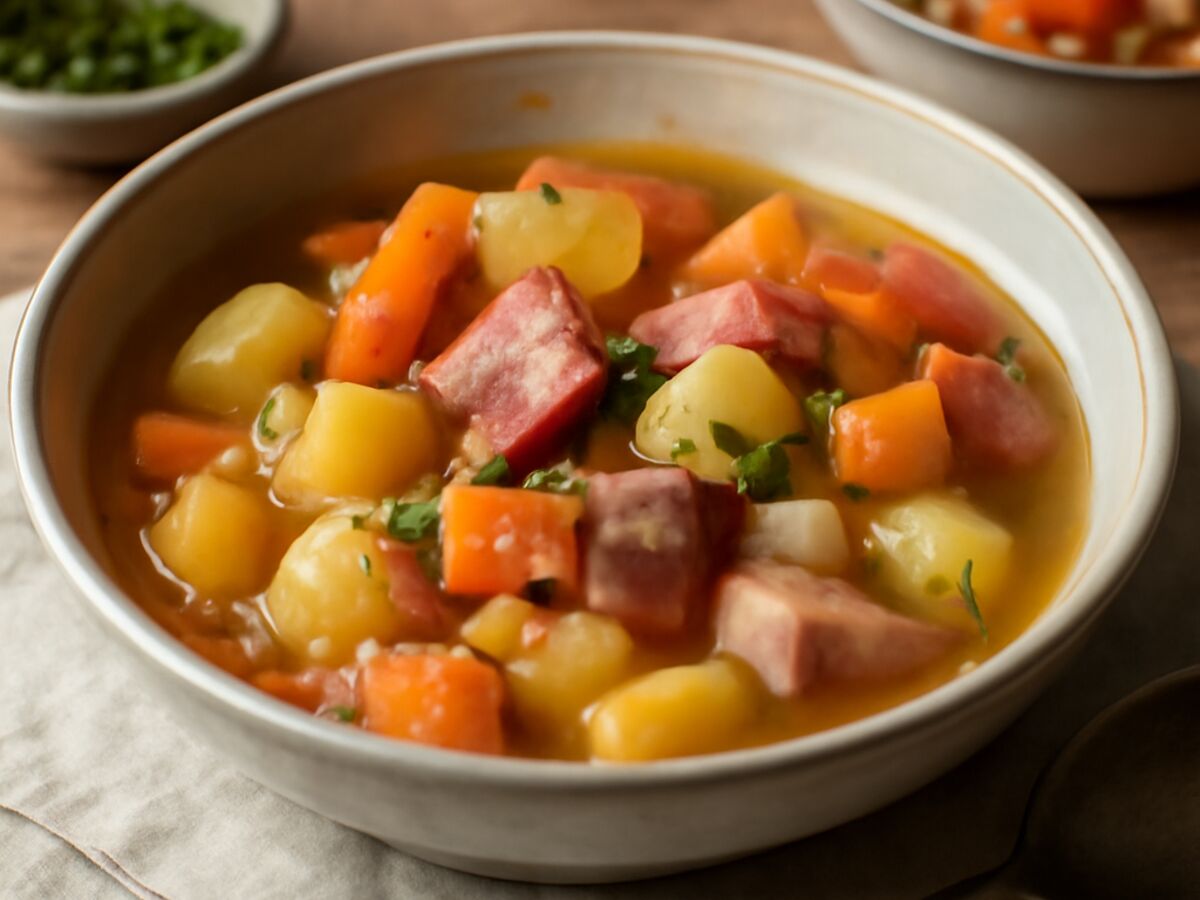 Norddeutscher Steckrübeneintopf mit Rauchfleisch