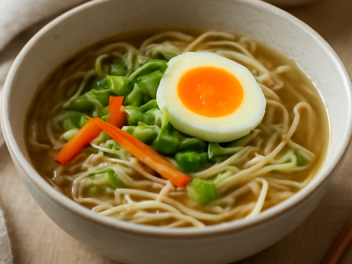 Asiatische Nudelsuppe mit Ei