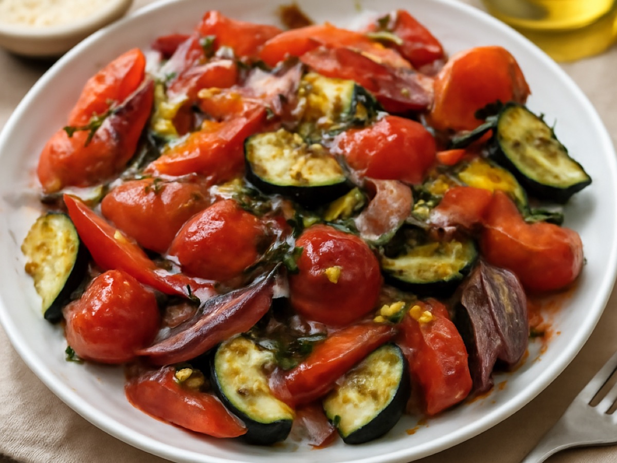 Ofen-Gemüse mit Kräutern und Parmesan