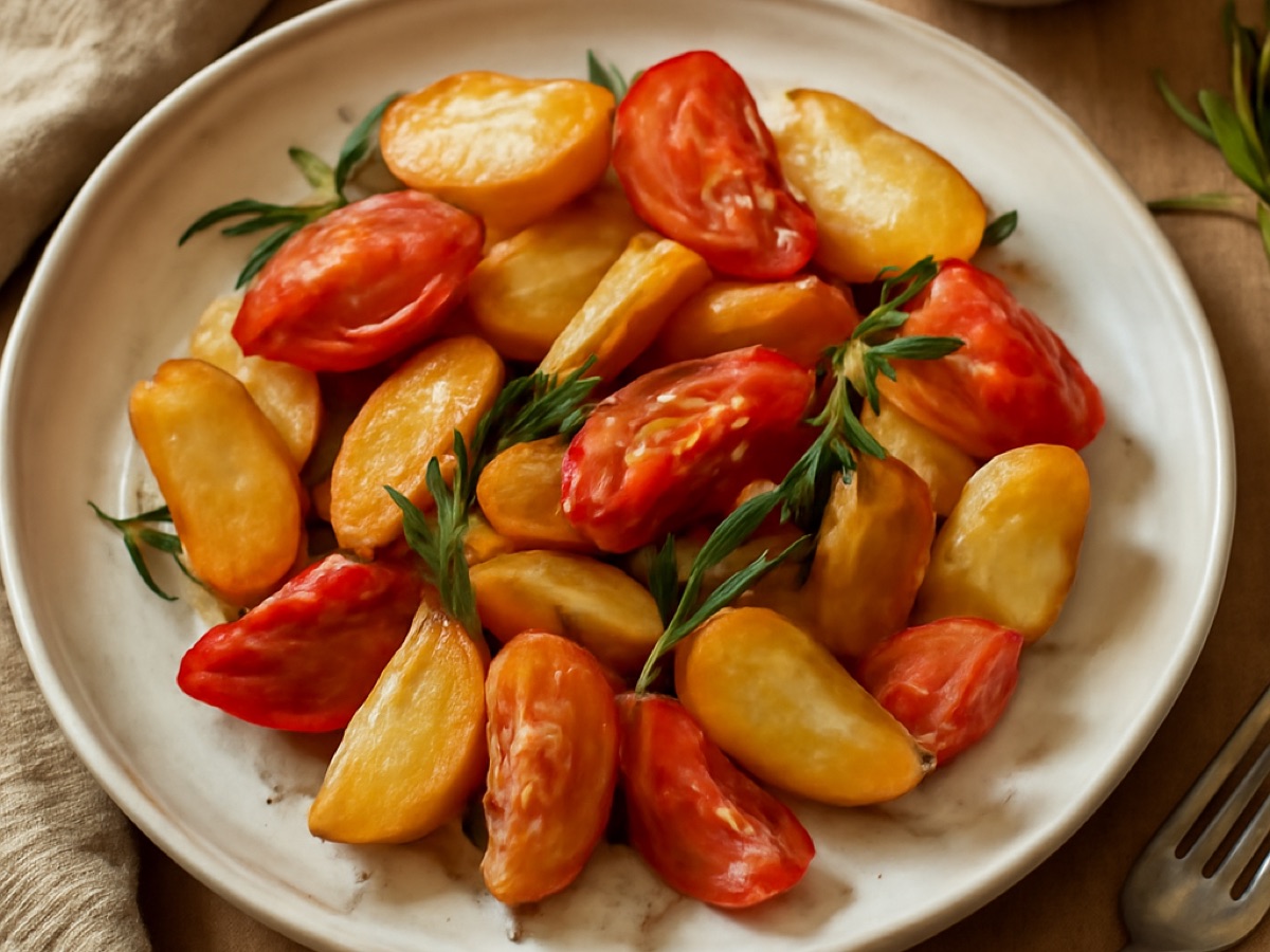 Ofen-Kartoffeln mit Tomate und Rosmarin