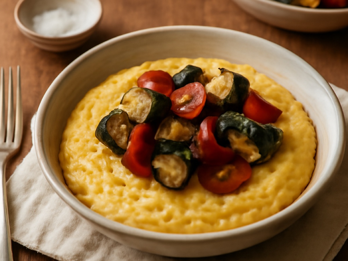 Overnight Polenta mit geröstetem Gemüse