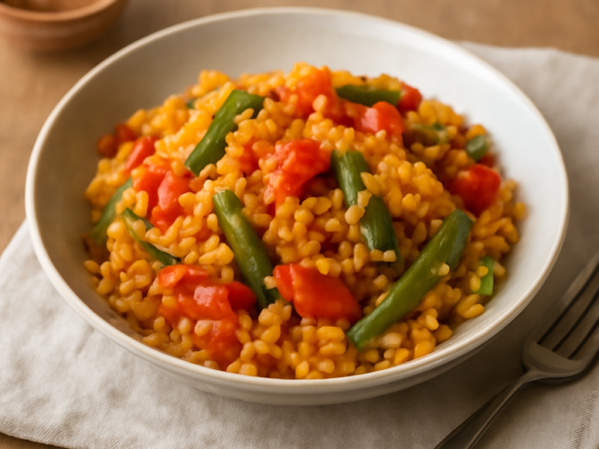 Paella mit Gemüse und Safran