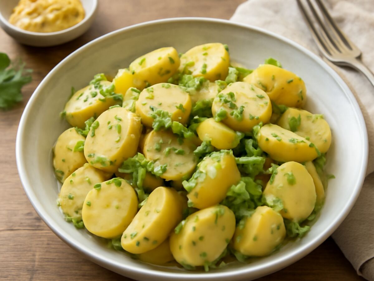 Pellkartoffelsalat mit Frühlingszwiebeln und Kräutern