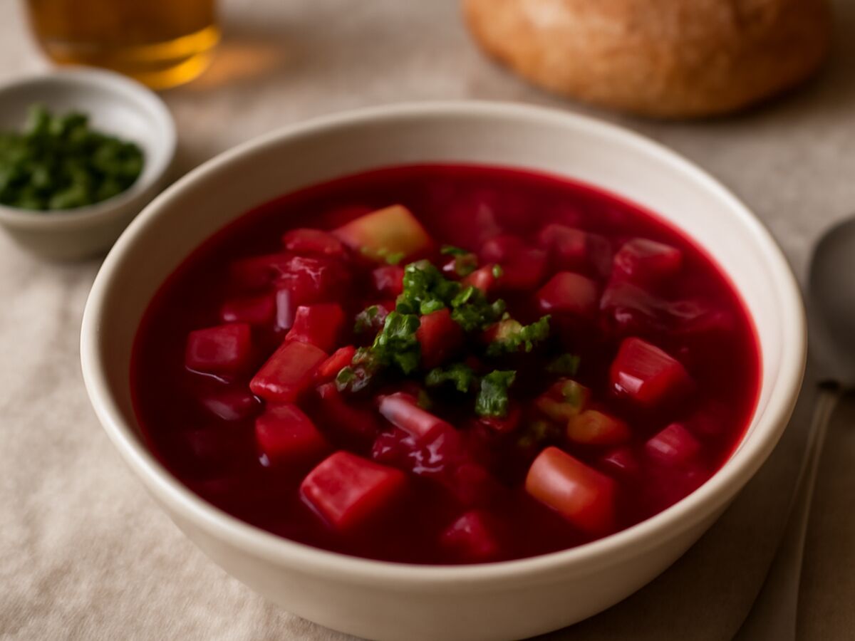 Polnische Rote-Bete-Suppe mit Kartoffeln aus dem Mixtopf