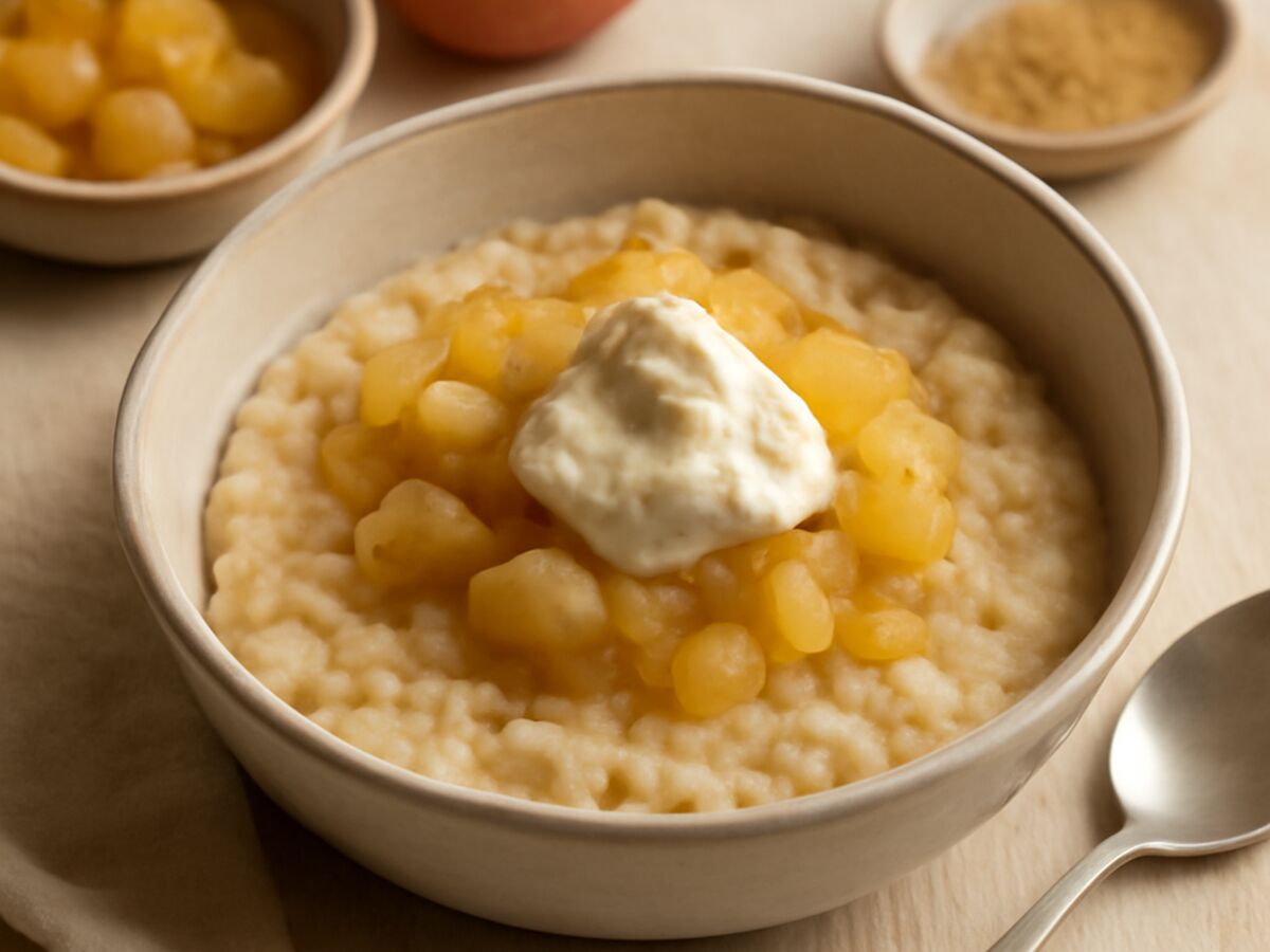 Porridge mit Mascarpone und Apfelkompott
