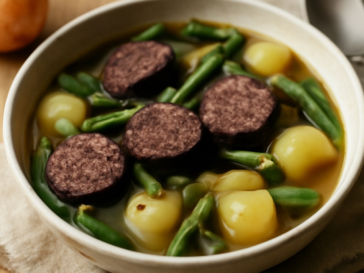 Rheinischer Blutwurst-Eintopf mit Kartoffeln und Bohnen