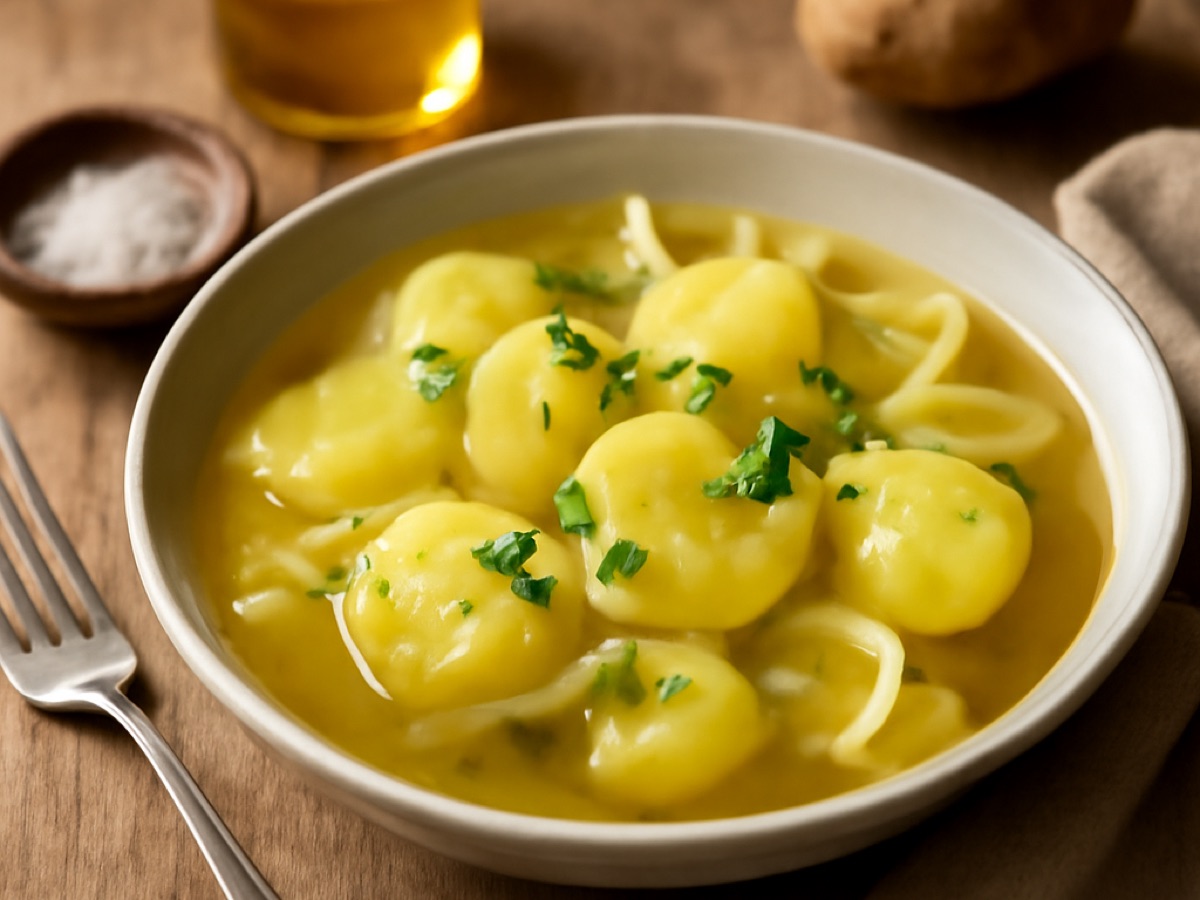 Rheinischer Kartoffelsalat mit Brühe und Essig