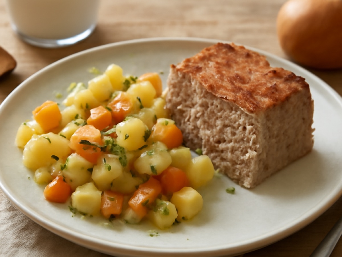 Rheinischer Speckpudding mit Kartoffelgemüse