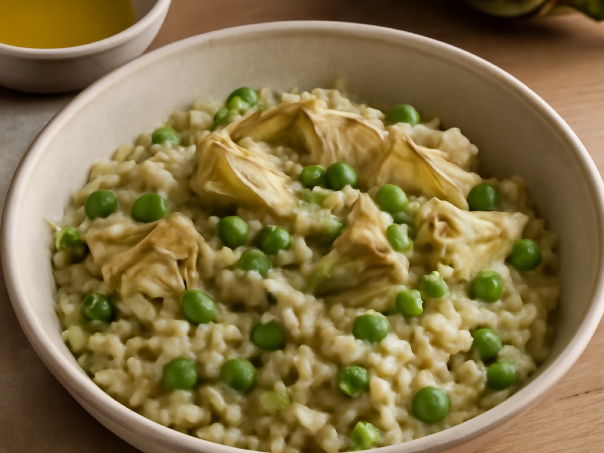 Risotto mit Artischocken und Erbsen